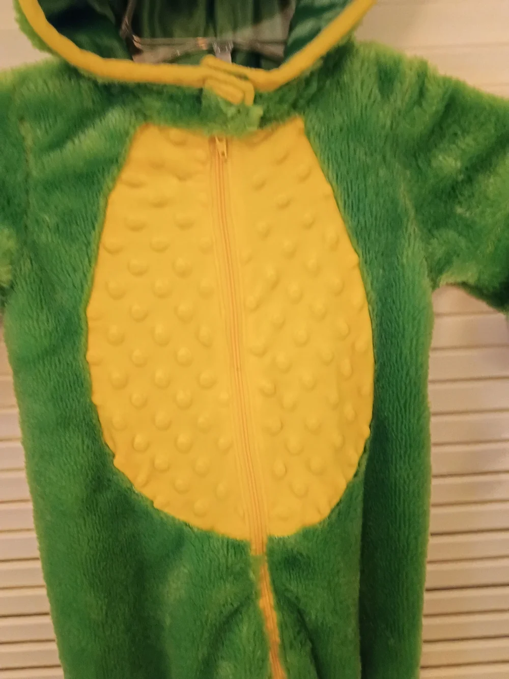Plush Green and Yellow Dino Hooded Jumpsuit for Kids Dragon
